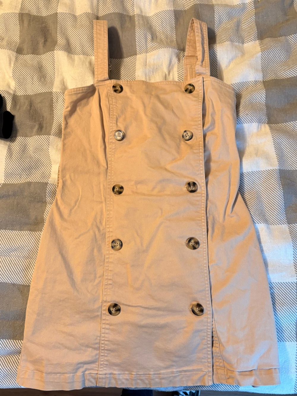 Beige Button-Front Dress